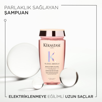 Kerastase Gloss Absolu Bain Hydra Glaze Elektriklenmeye Eğilimli Saçlar için Parlaklık Veren Şampuan 250 ml resmi