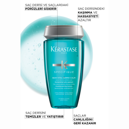 Kerastase Specifique Bain Vital Dermocalm Yağlı Saç Derisi için Hassasiyet Karşıtı Şampuan 250 ml resmi