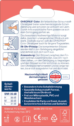 Ohropax Color Gürültü Önleyici Kulak Tıkacı 8 Adet resmi