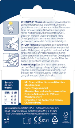 Ohropax Music Gürültü Filtreli Kulak Tıkacı 2 Adet resmi