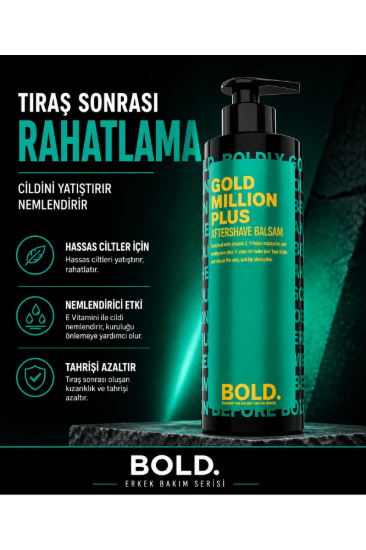 Bold Gold Million Plus After Shave Hassas Ciltler için Nemlendirici Tıraş Balsamı 350 ml resmi