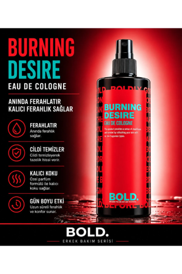Bold Burning Desire Parfümlü, Kalıcı, Ferahlatıcı Kolonya 400 ml resmi