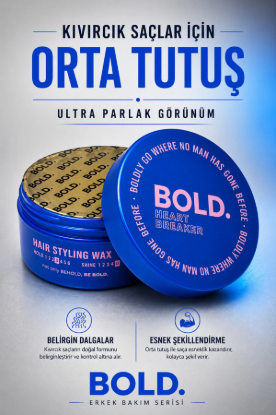 Bold Kıvırcık Saçlara Özel Orta Tutuş Ultra Parlak Şekillendirici Wax 150 ml resmi